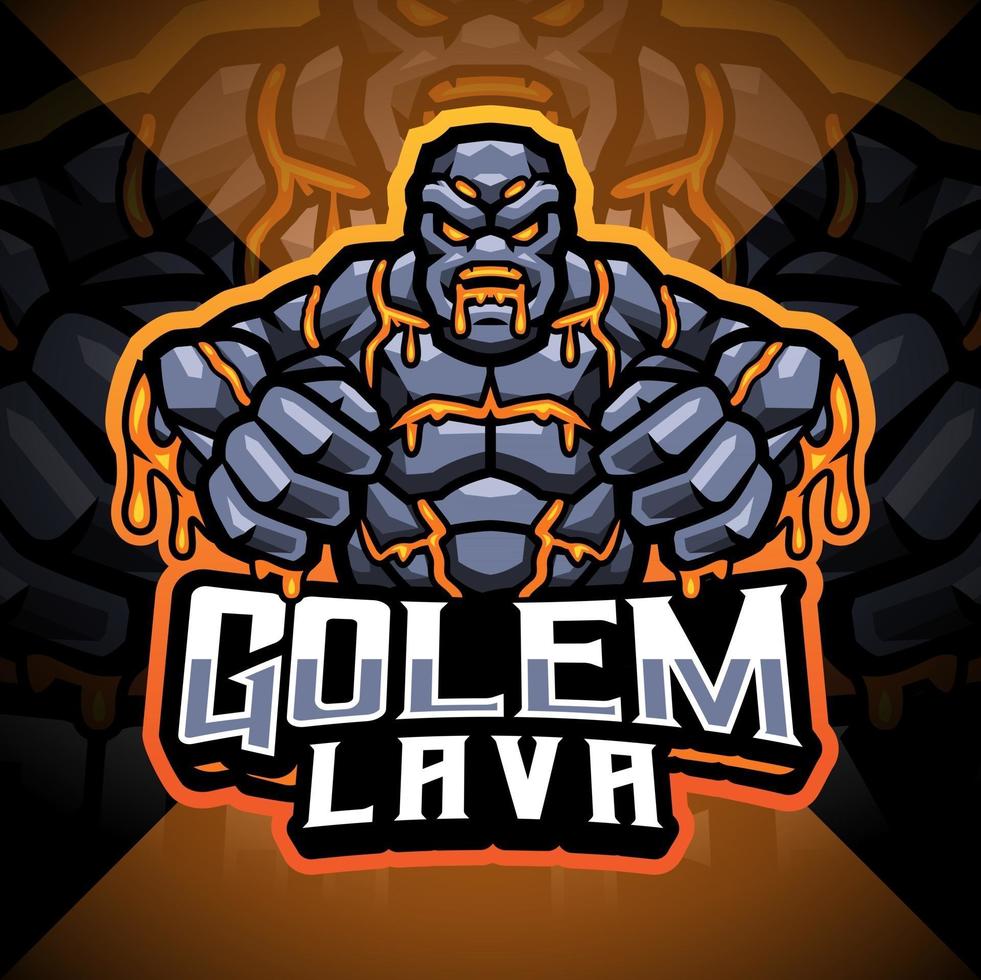 Golems lava esport mascot logo design vector