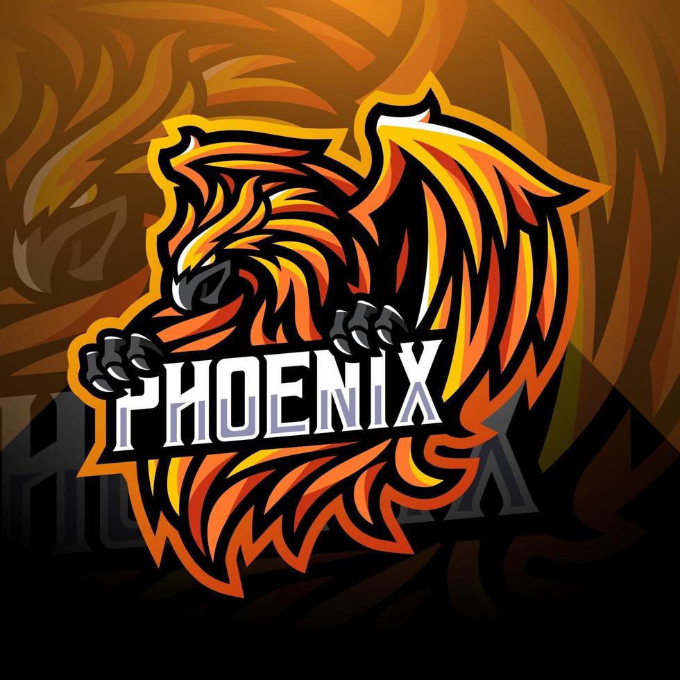 diseño del logotipo de la mascota de phoenix esport vector