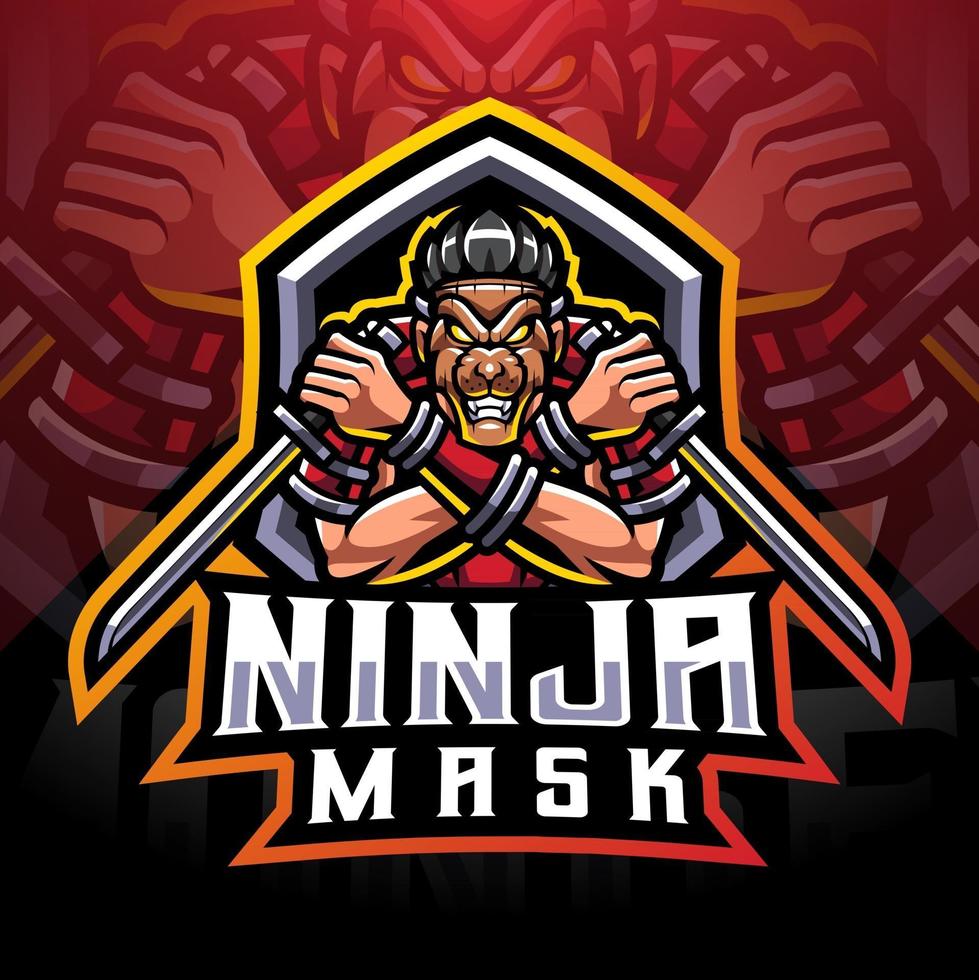 ninja mask esport mascot logo design vector