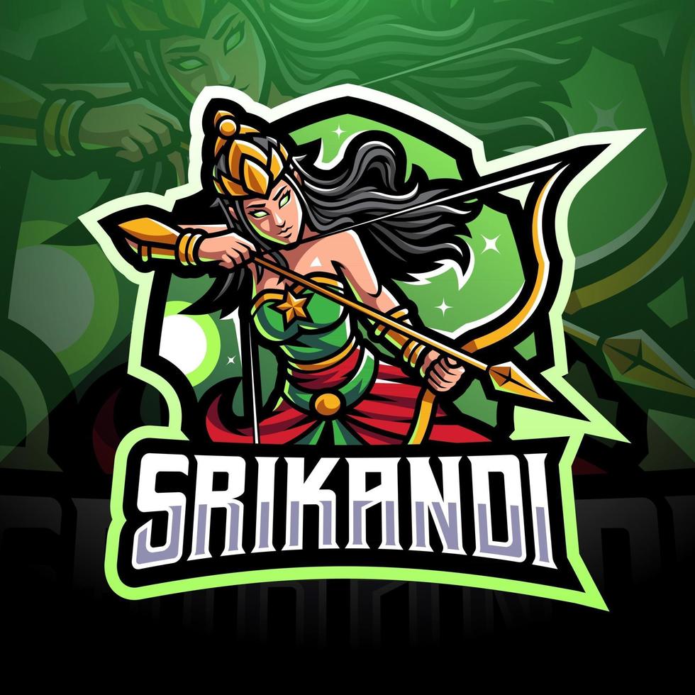 diseño de logotipo de mascota srikandi esport vector