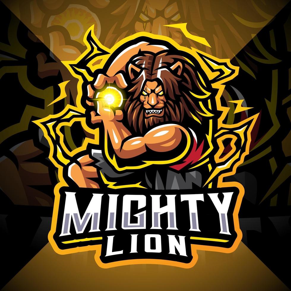 Mighty lion esport mascot logo design vector