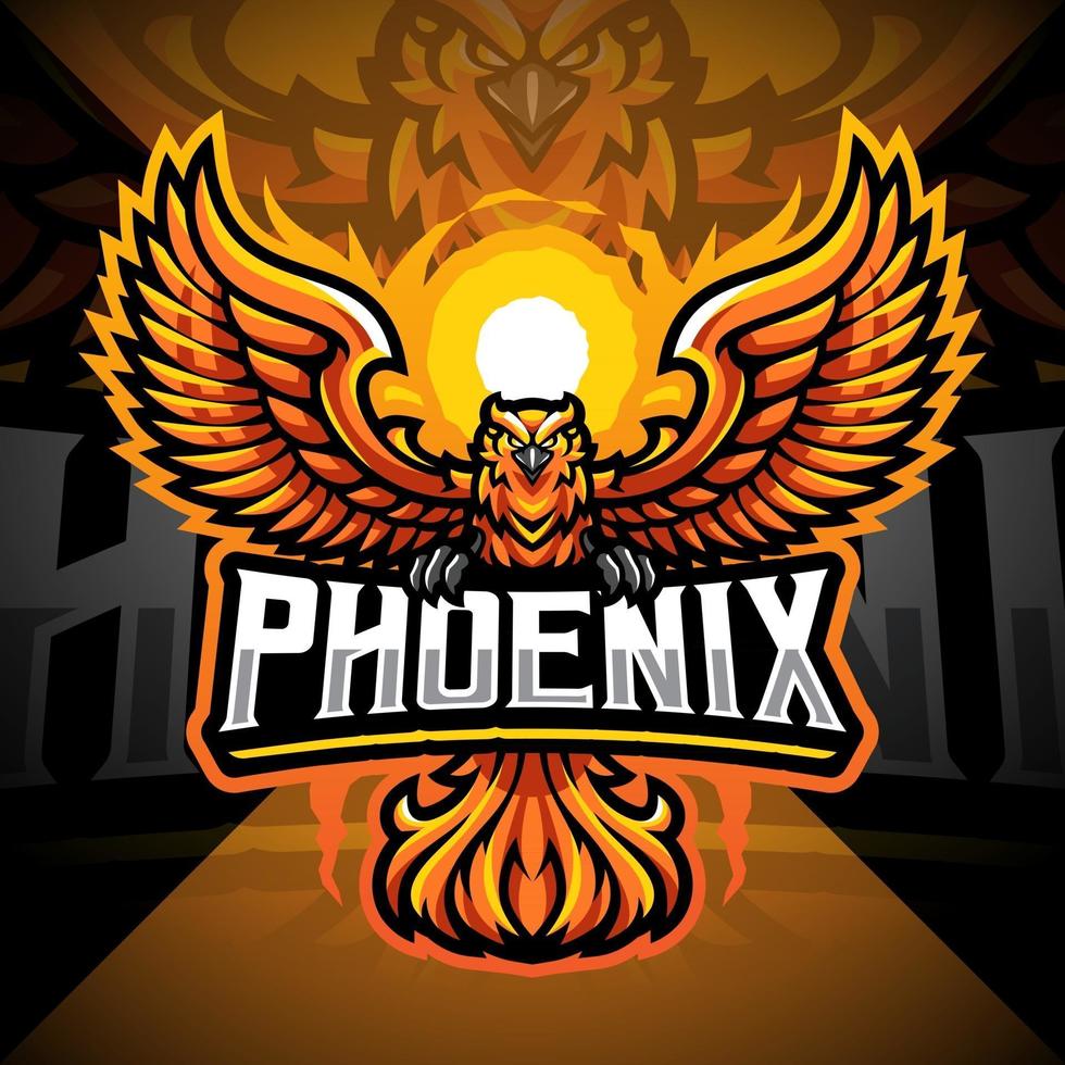 diseño del logotipo de la mascota de phoenix esport vector