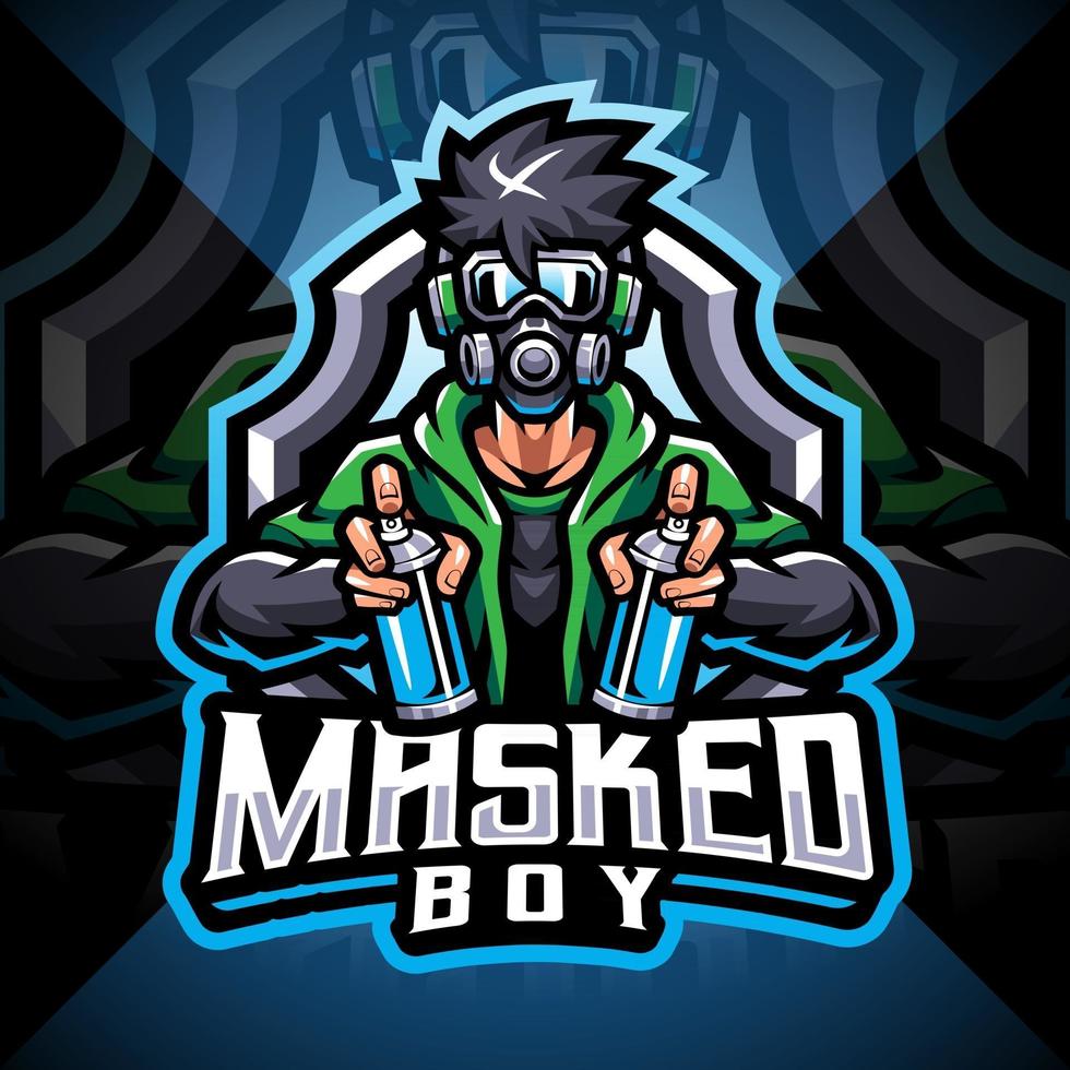 Masked boy esport mascot logo design 2597063 Vector Art at Vecteezy