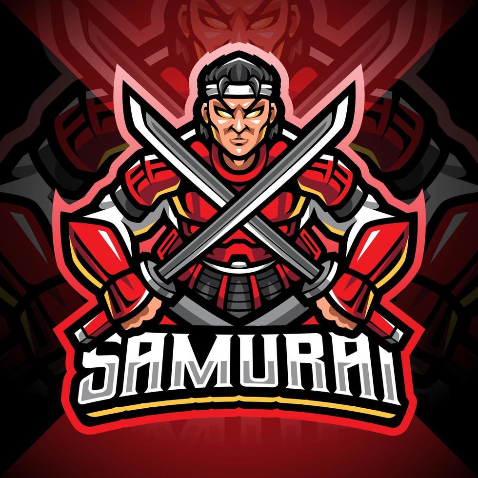 diseño de logotipo de mascota samurai esport vector