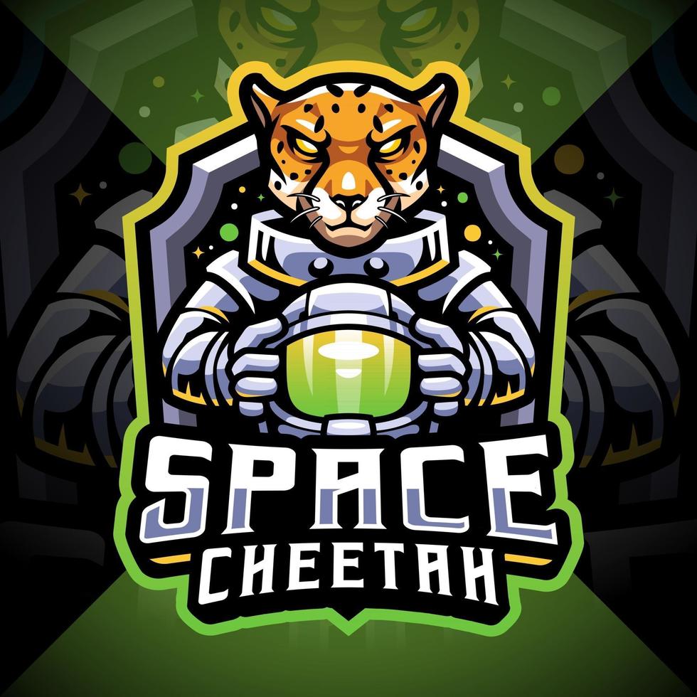 Space cheetah esport mascot logo design vector