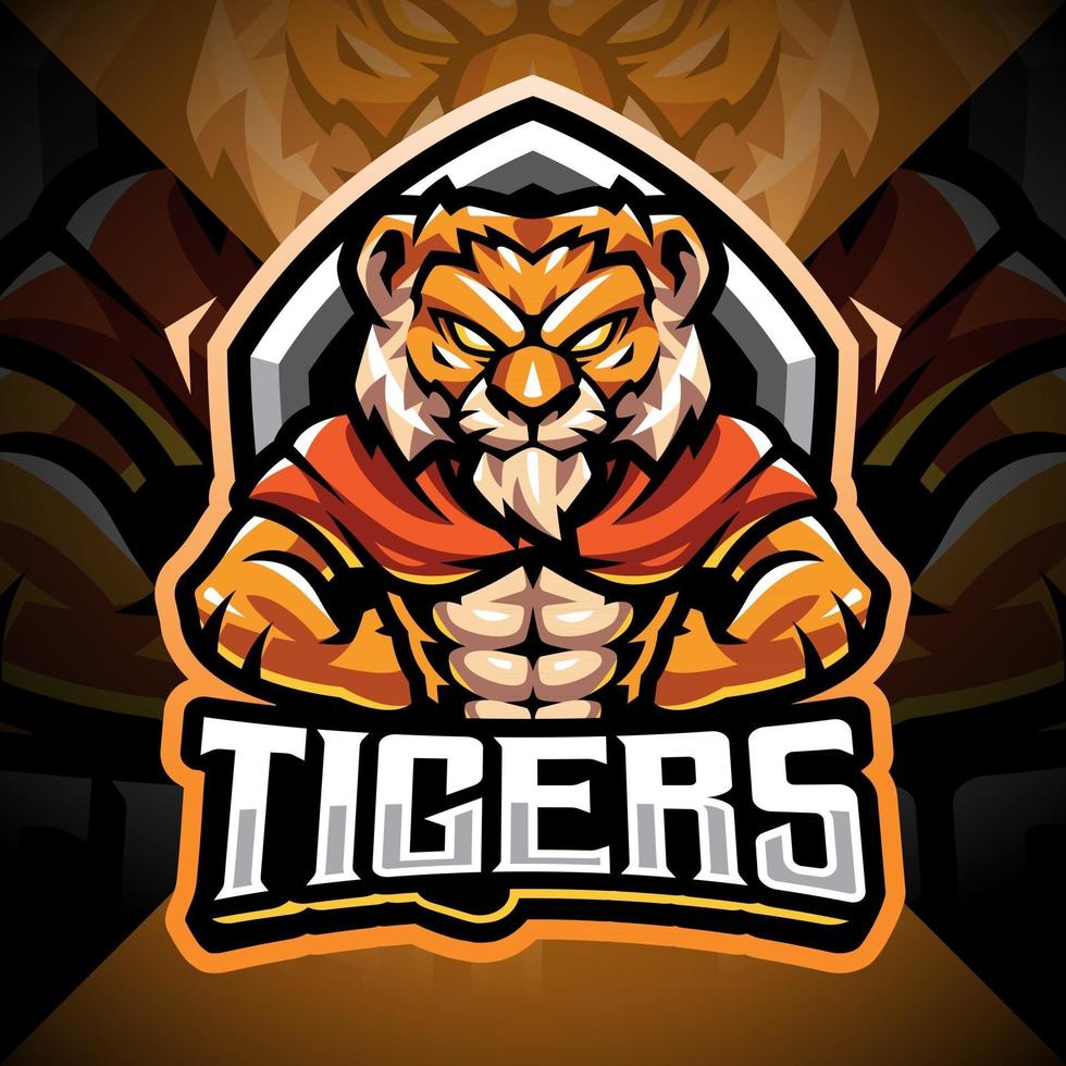 Tiger man esport mascot logo design vector