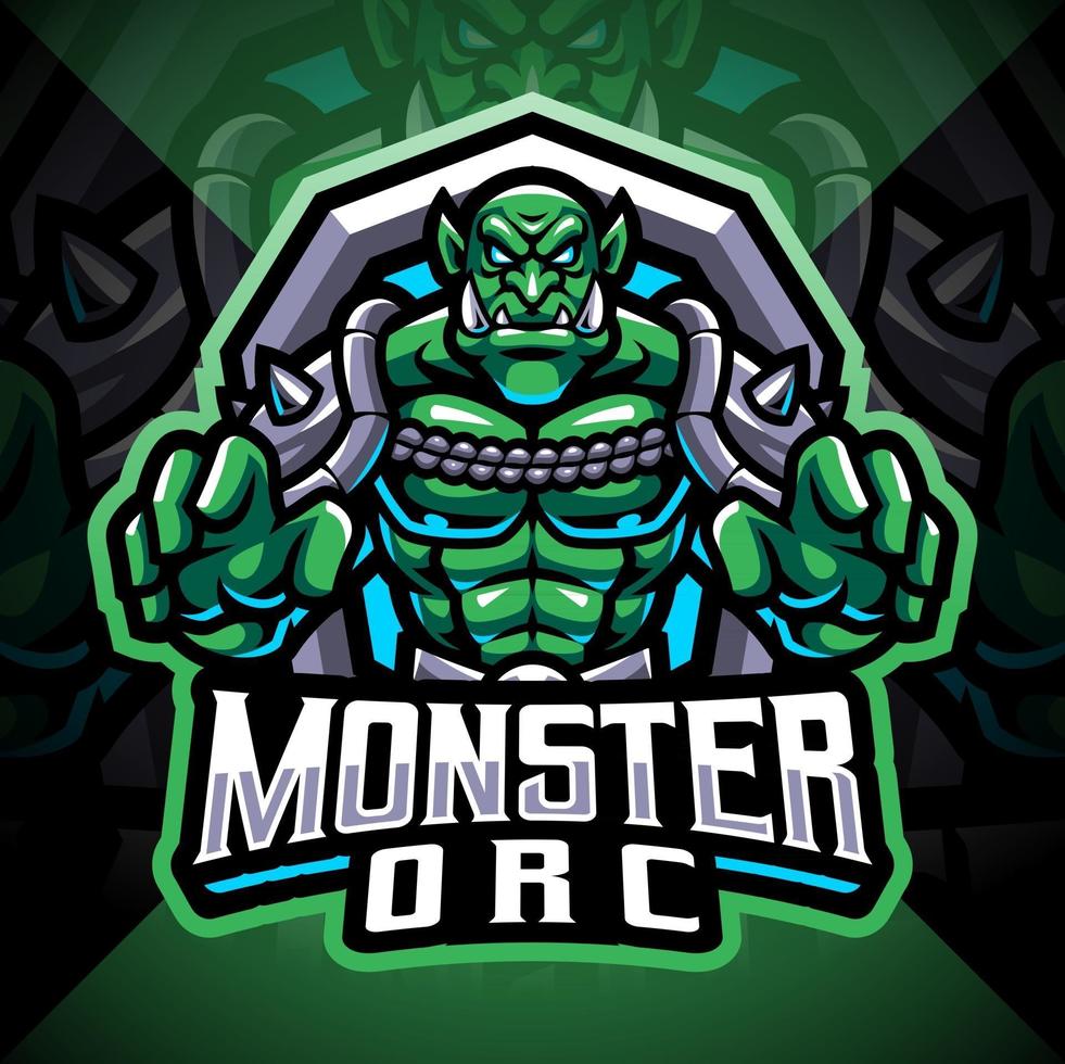 Monster orc esport mascot logo design vector