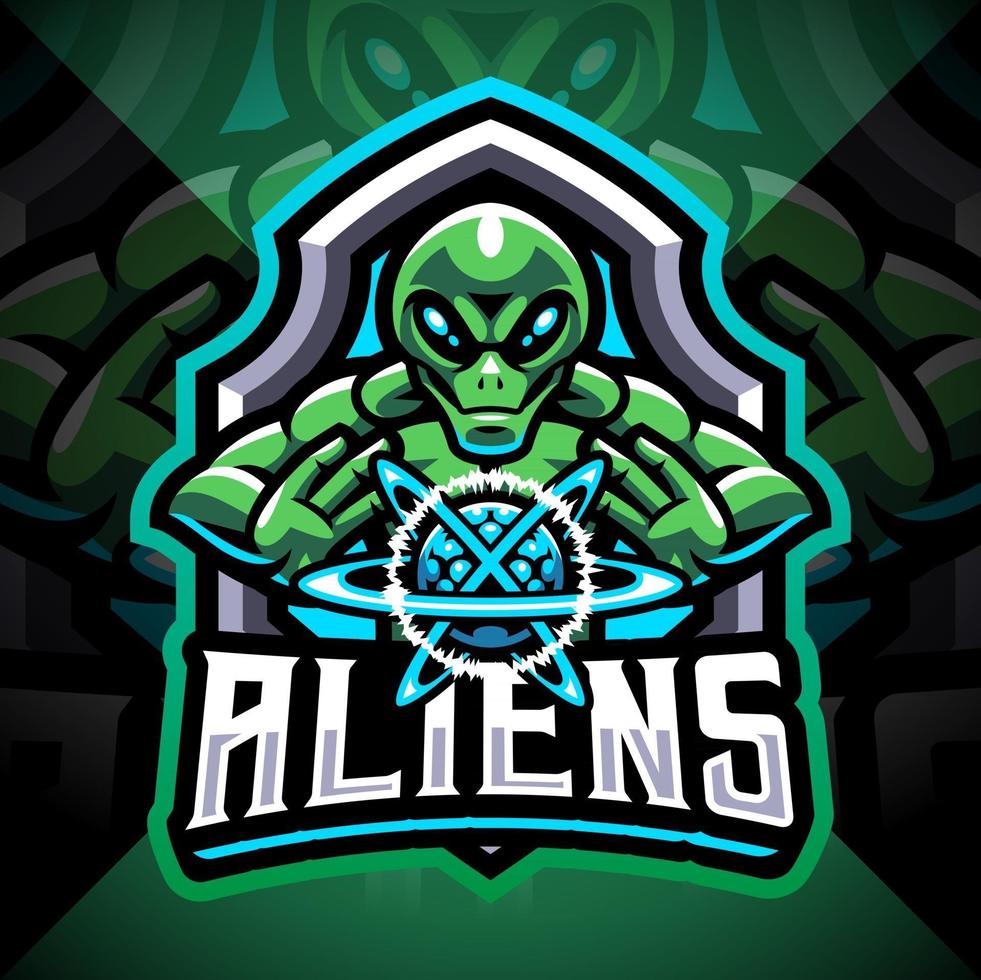 Alien esport mascot logo design vector