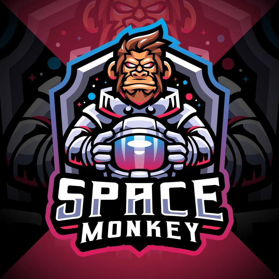 Space monkey esport mascot logo design vector