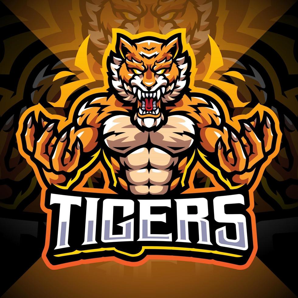 Tigers esport mascot logo design vector