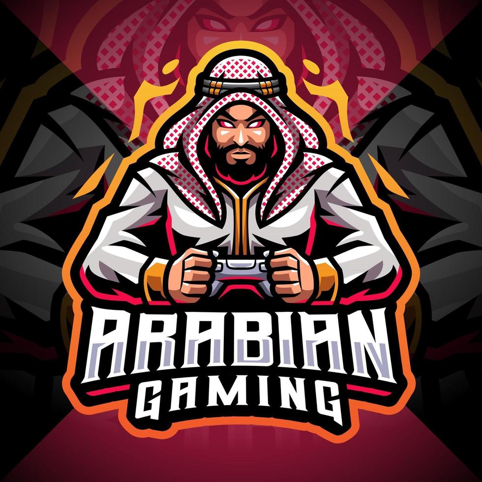 diseño de logotipo de la mascota de arabian gaming esport vector