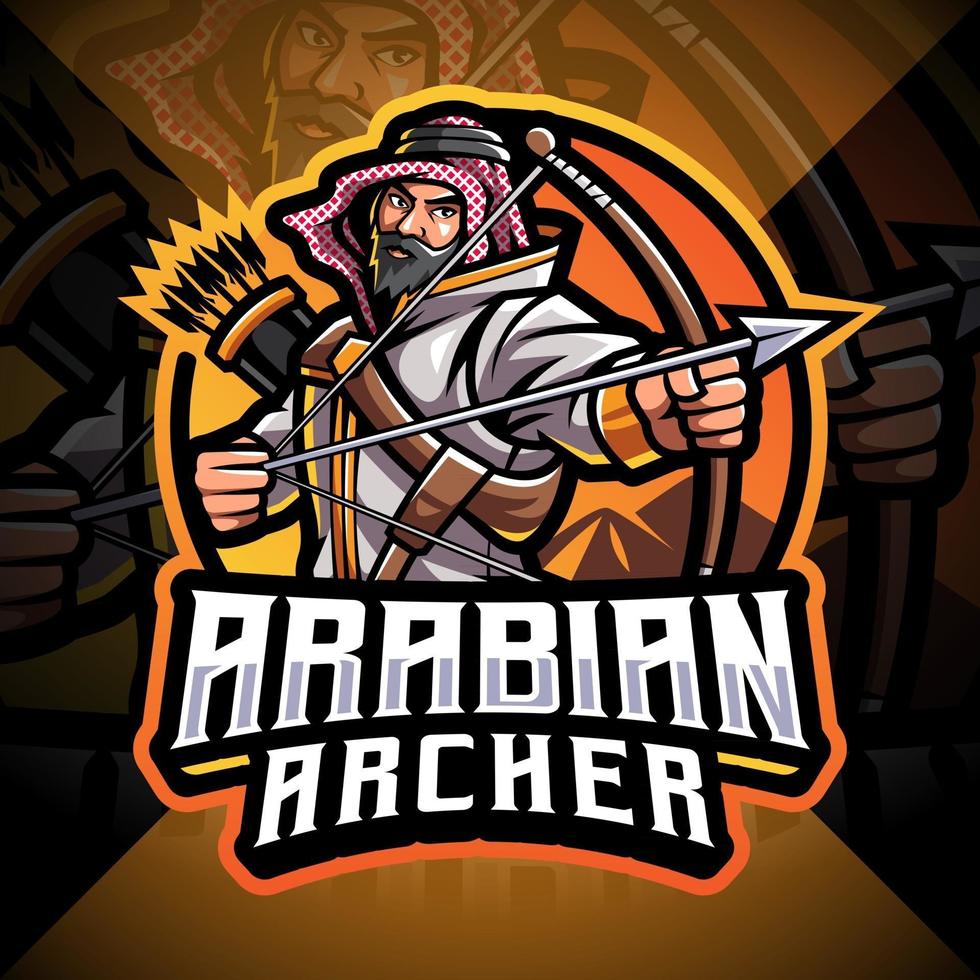 diseño de logotipo de la mascota de esport archer árabe vector