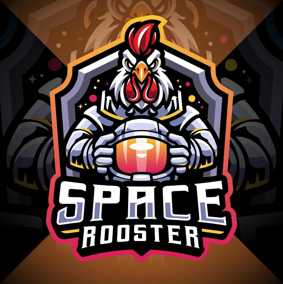 diseño de logotipo de la mascota de space rooster esport vector