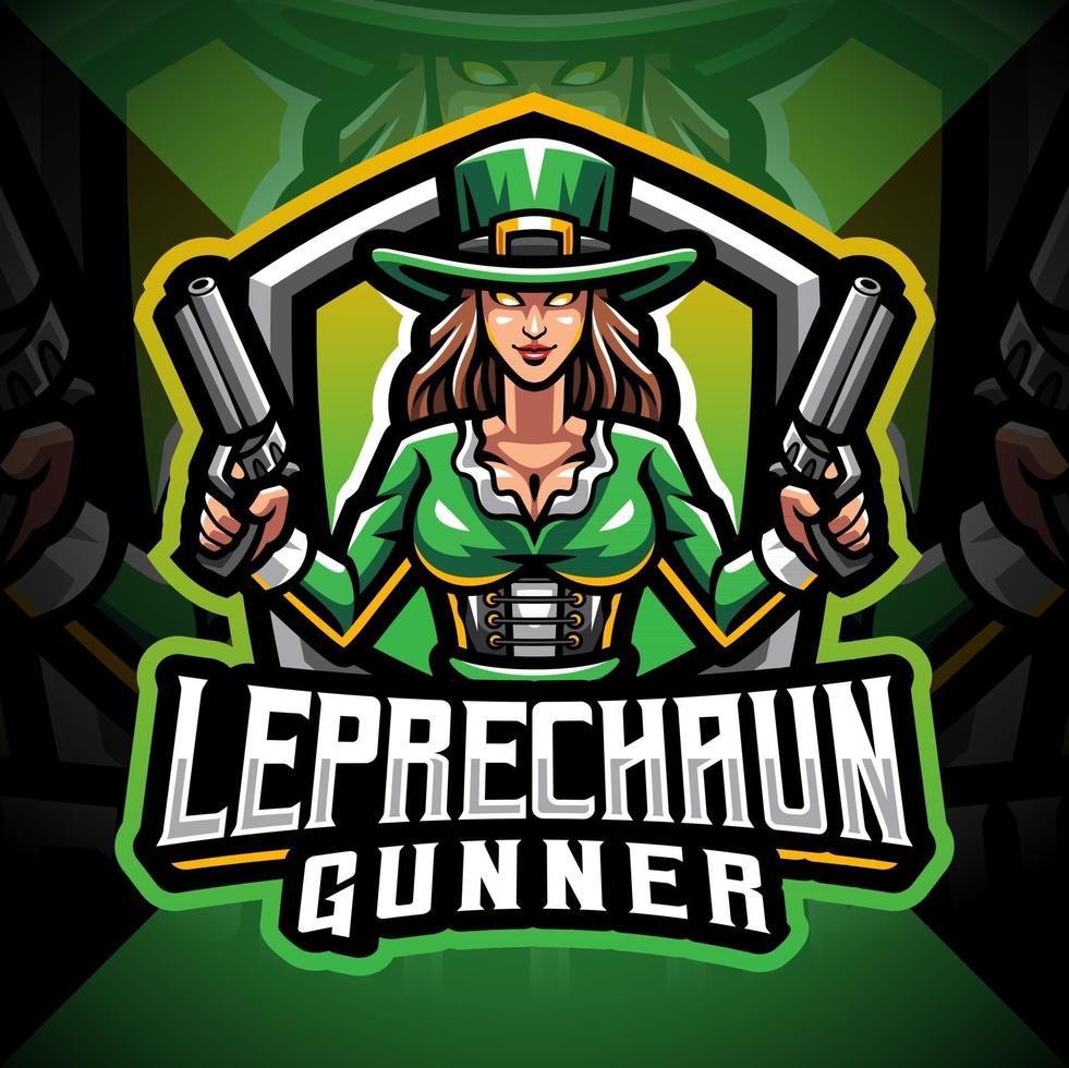 Leprechaun gunner girls esport mascot logo vector