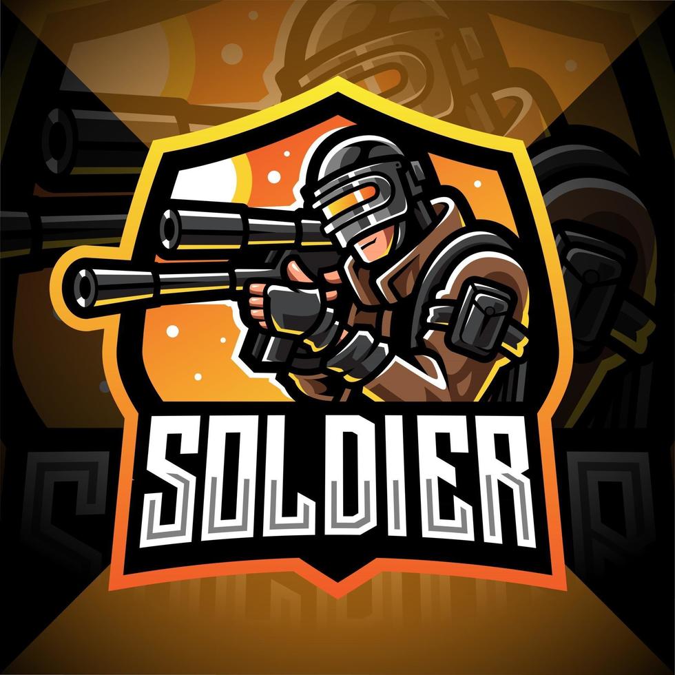 soldado mascota esport gaming logo vector