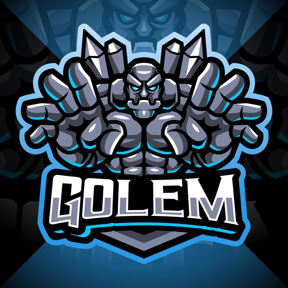 diseño del logotipo de la mascota golems esport vector