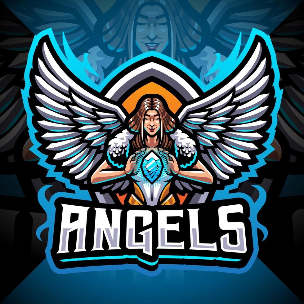 diseño de logotipo de mascota de angels esport vector