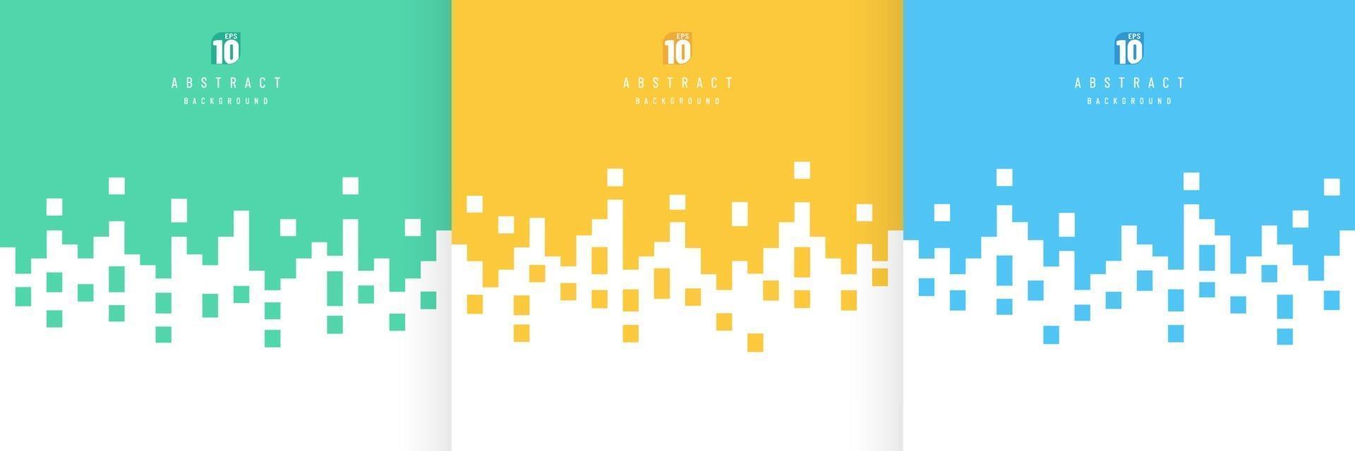 Set of simple flat yellow, light blue and green color design. Abstract pastel color vertical stripes lines transition on white background with copy space. Pattern minimal style collection. Vector EPS