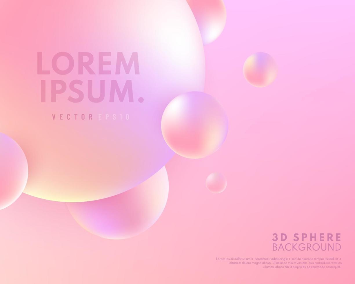 Abstract sphere light pink color. 3D liquid fluid circles sweet pink color beautiful background. Creative minimal bubble pastel color template for cover brochure, flyer, poster. Vector illustration.