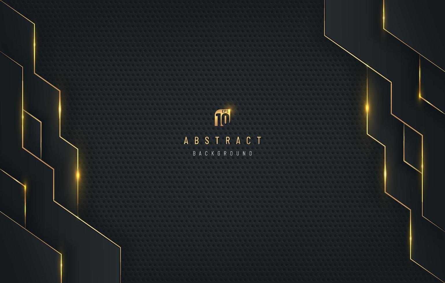 Abstract glowing gold stripes line and black vertical geometric shape, Shiny motion dark metallic texture background. Technology and futuristic concept. Luxury and elegant style. Vector EPS10