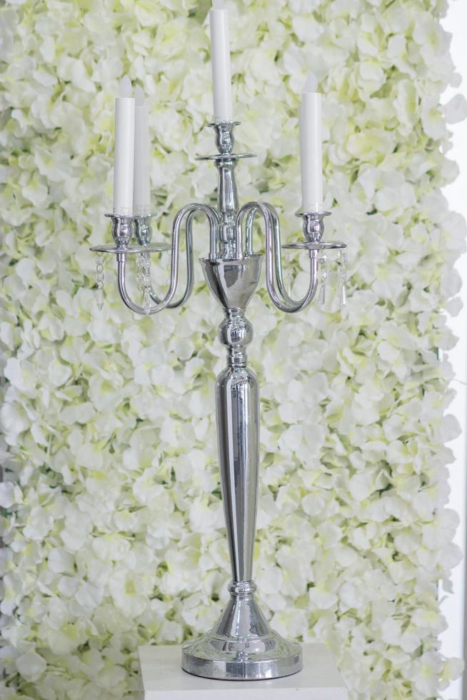 Wedding backdrop with flower and wedding decoration photo