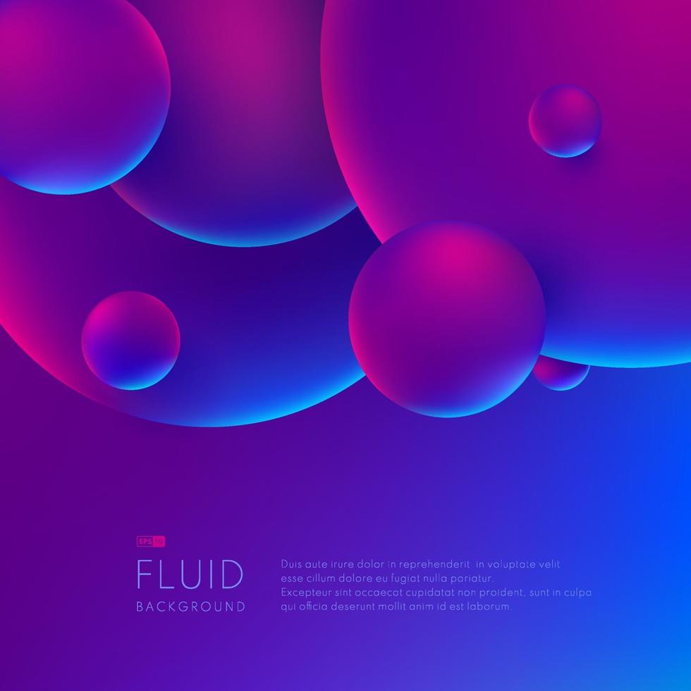 Abstract trendy 3D circle blue pink violet gradient vibrant color on blurred background. Vibrant fluid colors element with space foe your text. Vector illustration