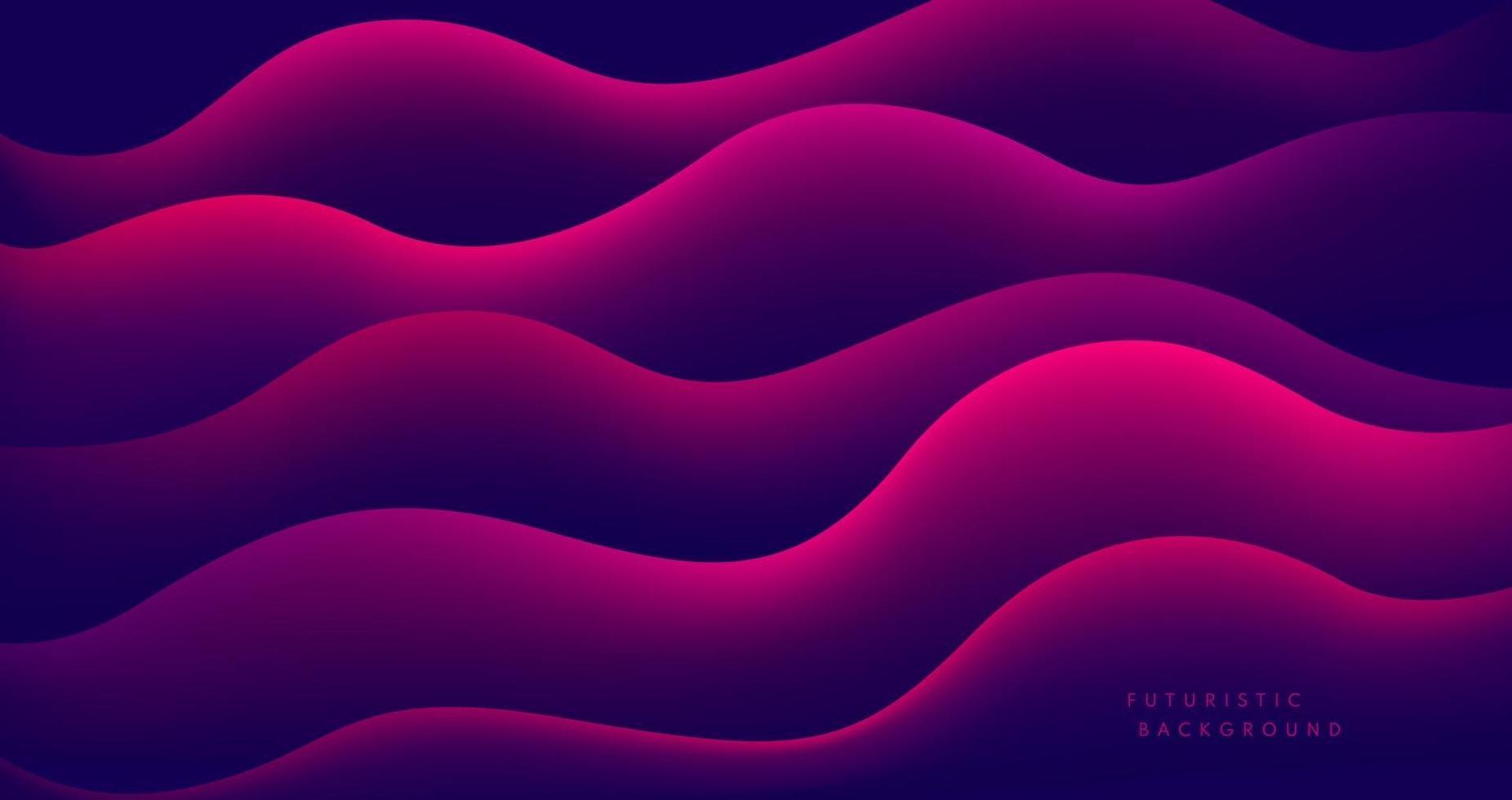 Abstract modern graphic element. Fluid shapes composition. Dynamical pink purple waves forms on dark blue background. Trendy gradient geometric template. Vector illustration.