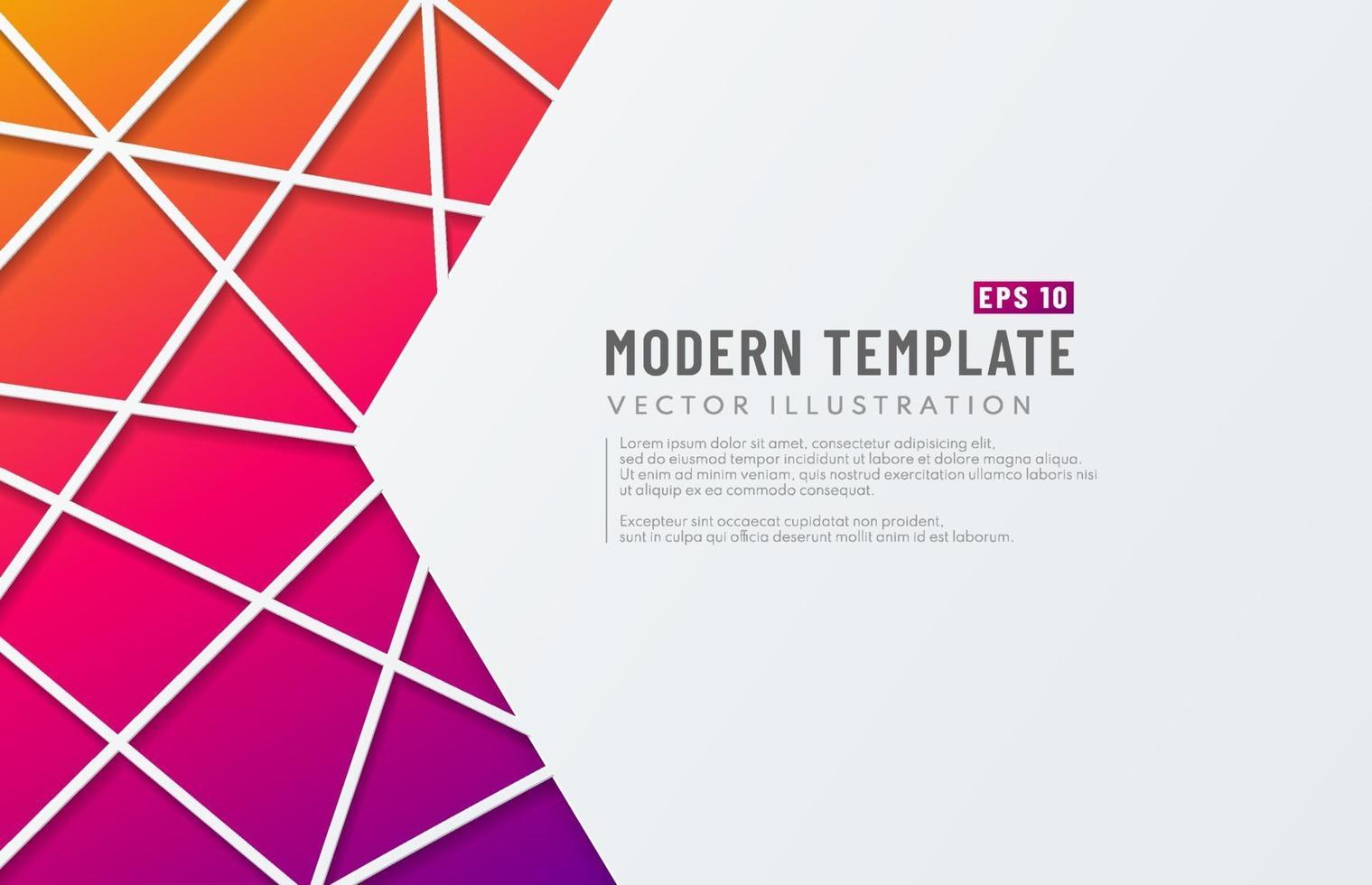 Abstract template white geometric lines pattern on red purple gradient background. Trendy color futuristic technology design concept background with space for text. Vector illustration