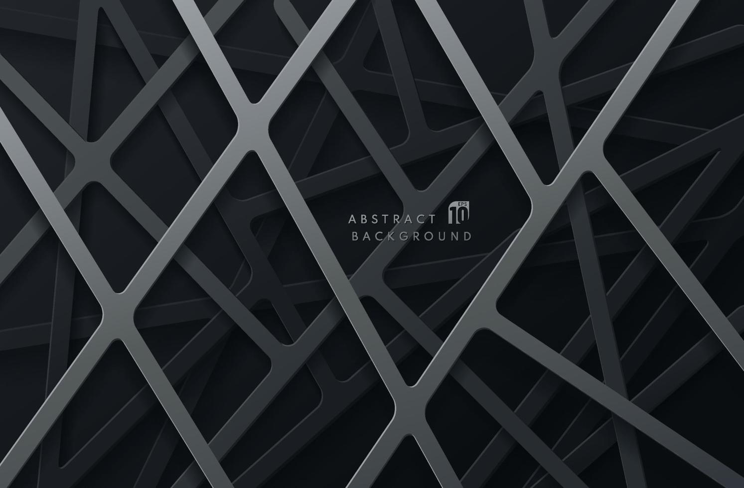 Abstract grey and black geometric line overlap layers on dark background. Modern tech futuristic design. You can use for cover template, poster, banner web, flyer, Print ad. Vector illustration