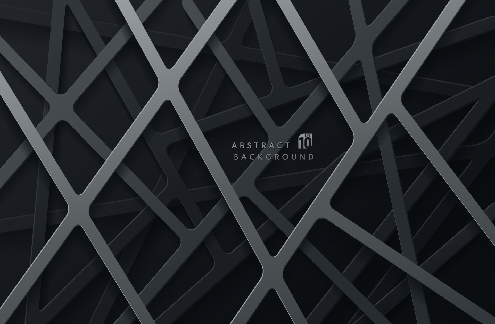 Abstract grey and black geometric line overlap layers on dark ...