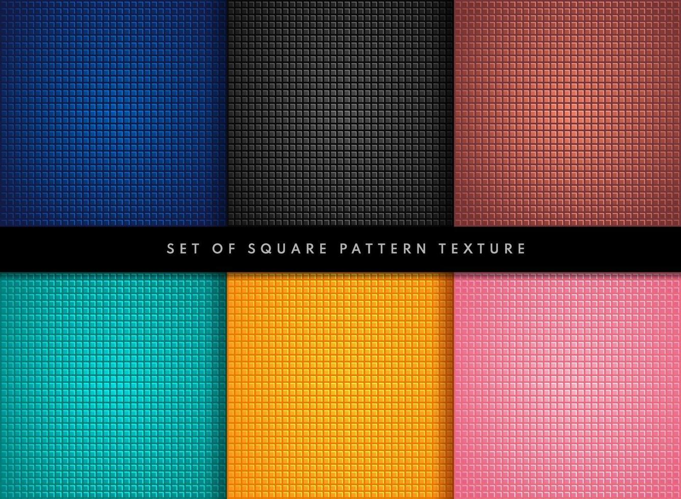 Set of small square pattern texture design. Collection of rectangle blue black bronze and pastel color background. Modern and simple geometric pattern style. Vector illustration