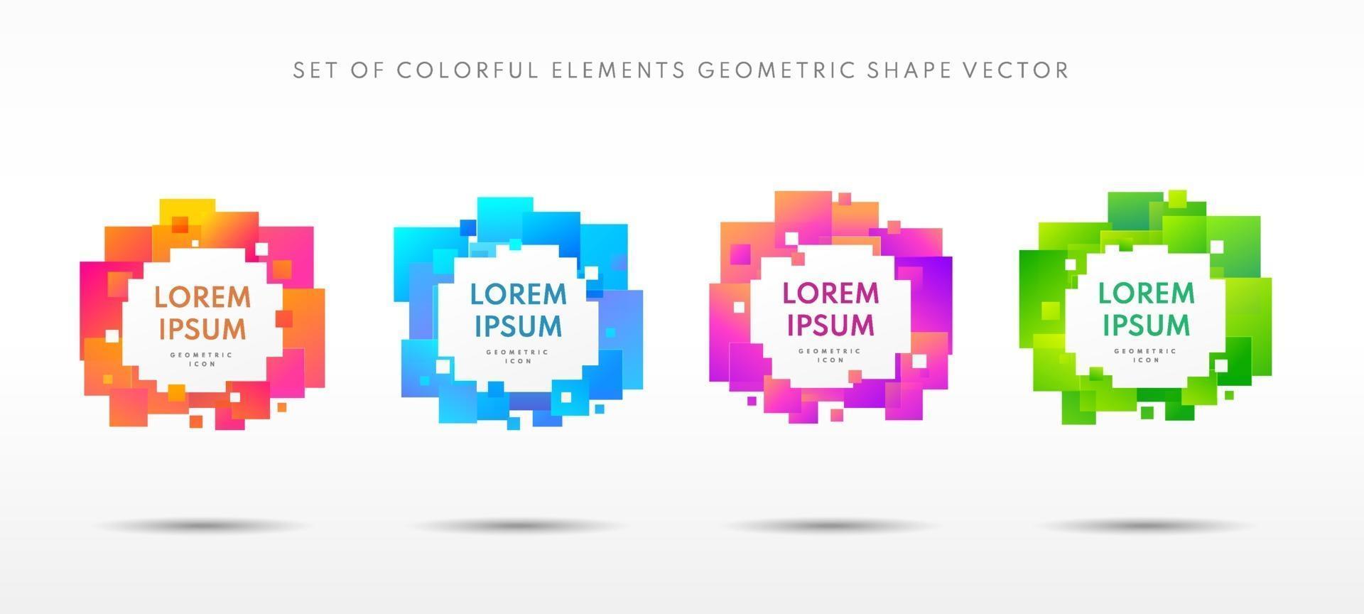 Abstract trendy gradient geometric pattern composition set with overlapping square shapes on white background. Modern and Minimal isolated icon collection. Futuristic pixel concept design. Vector EPS10