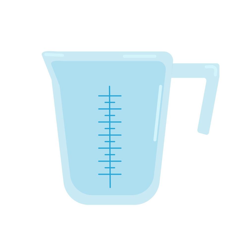 Plastic measuring cup for kitchen, vector clipart in cartoon style on a white background, isolate