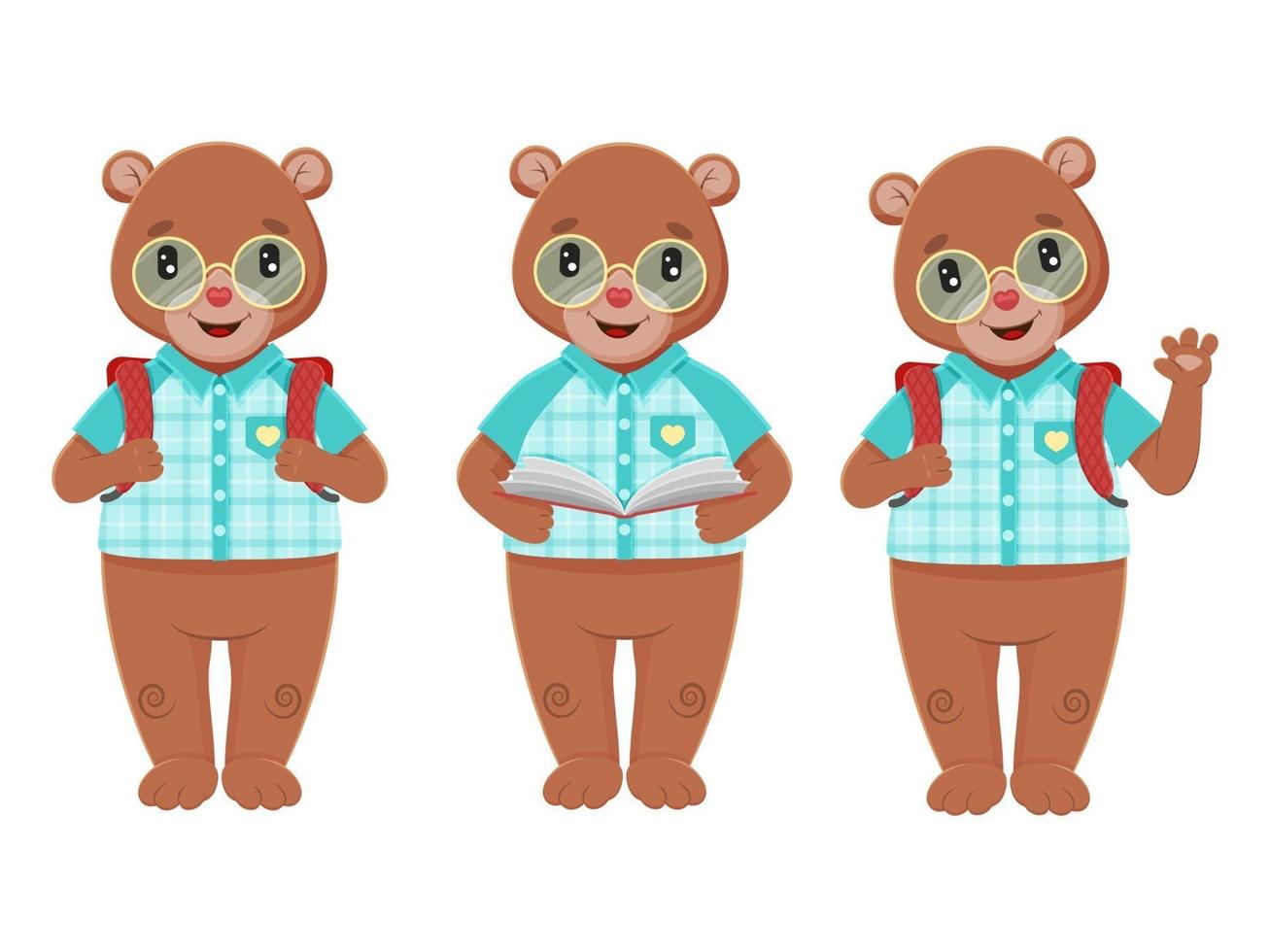 Cute Little Bears Schoolboys vector