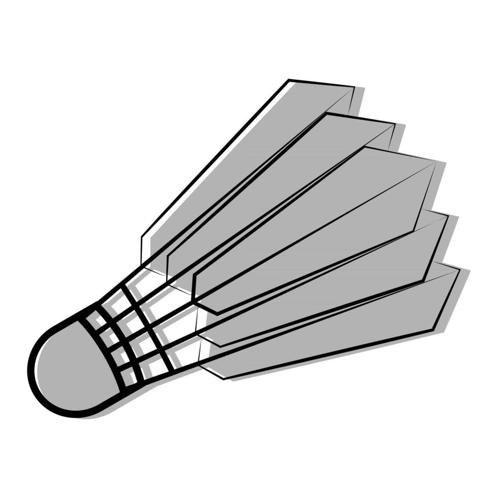 volante. icono de volante en estilo de contorno con sombra gris. volante de bádminton vector