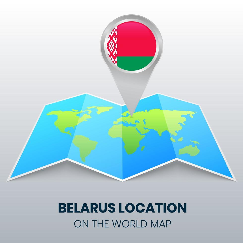 icono de ubicación de bielorrusia en el mapa mundial, icono de pin redondo de bielorrusia vector