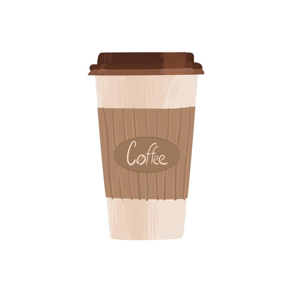 Eco vaso de café dibujado a mano ilustración vectorial aislado sobre fondo blanco. vector