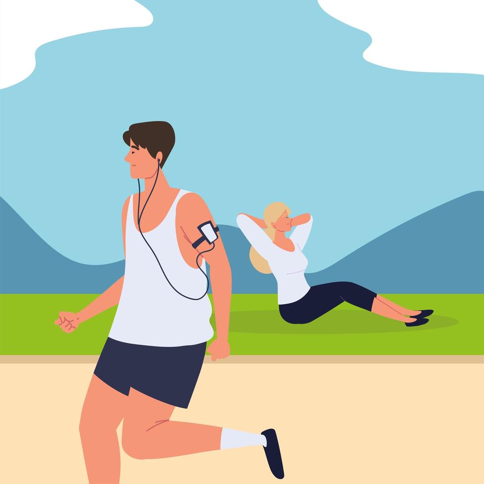 people making exercises vector