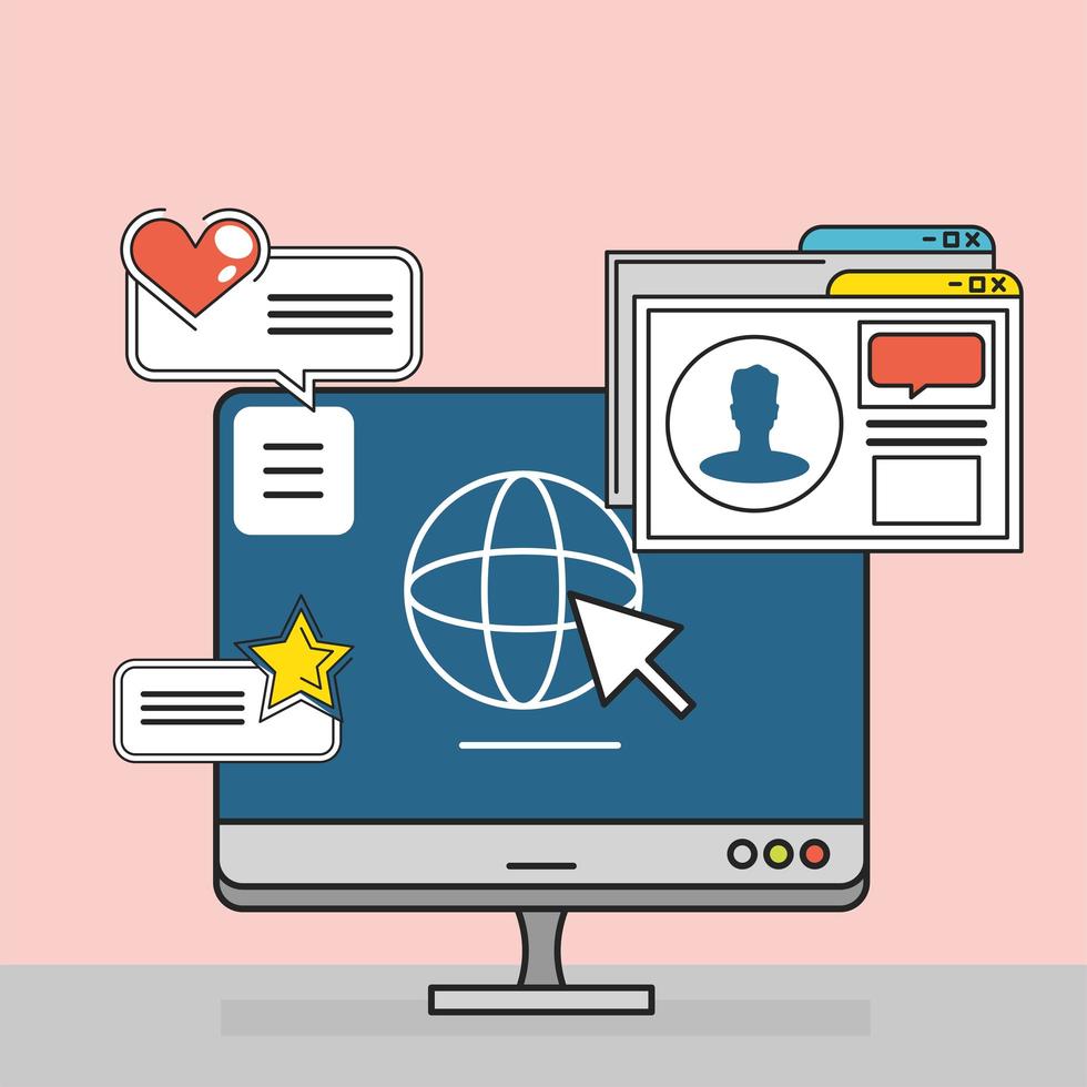 social media computer 2597987 Vector Art at Vecteezy