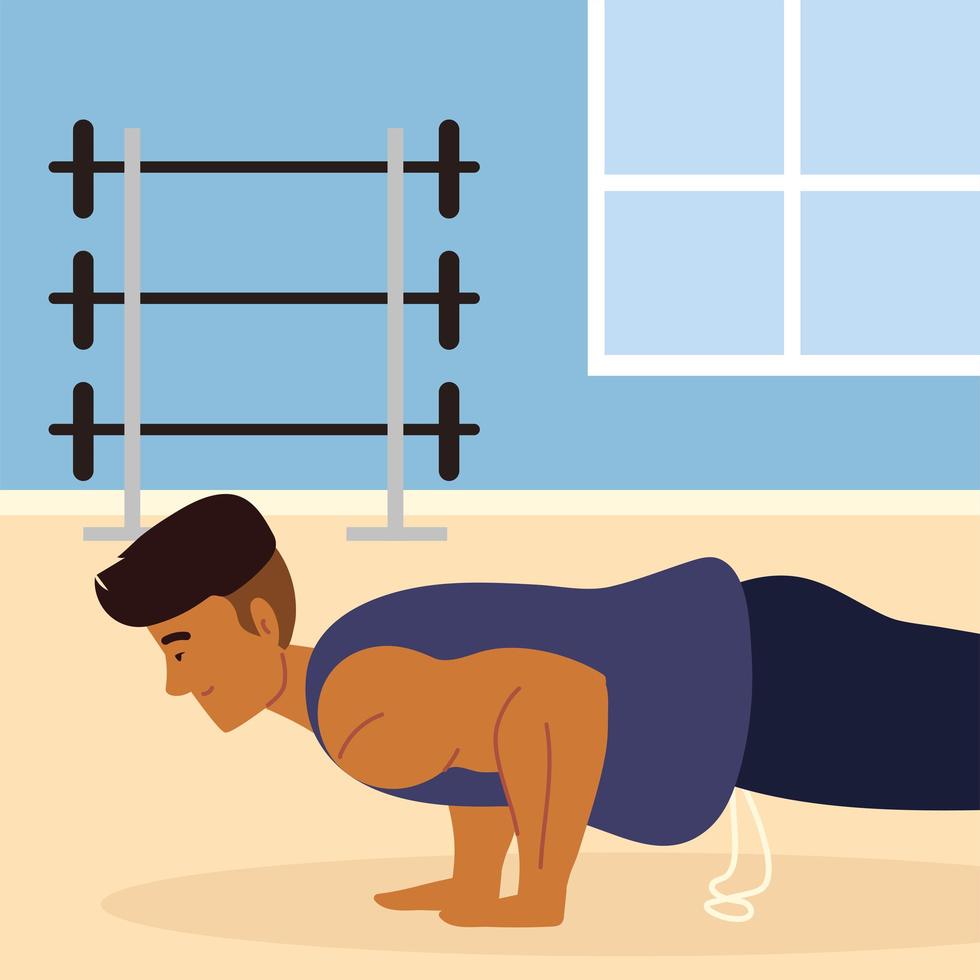 hombre haciendo flexiones vector