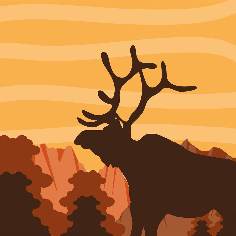 silhouette forest deer vector