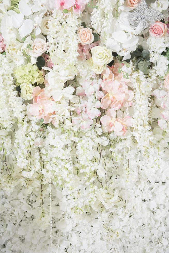 Wedding backdrop with flower and wedding decoration photo