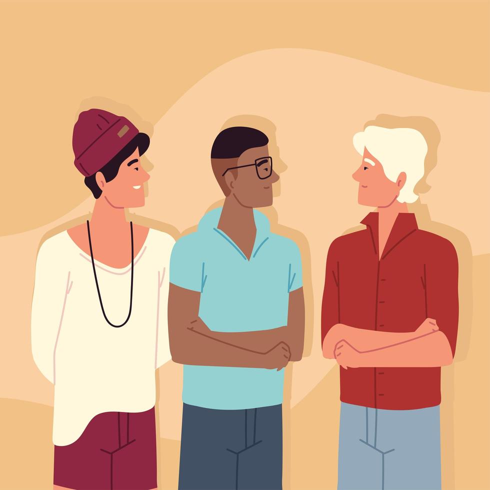 diverse men youth vector