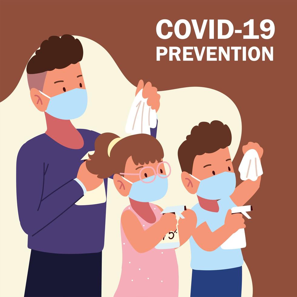 prevención del covid familiar vector