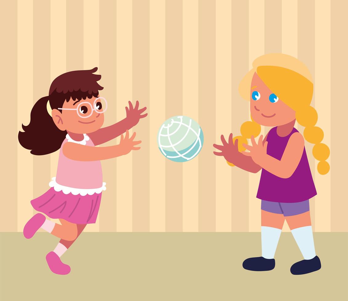 girls playing with ball vector