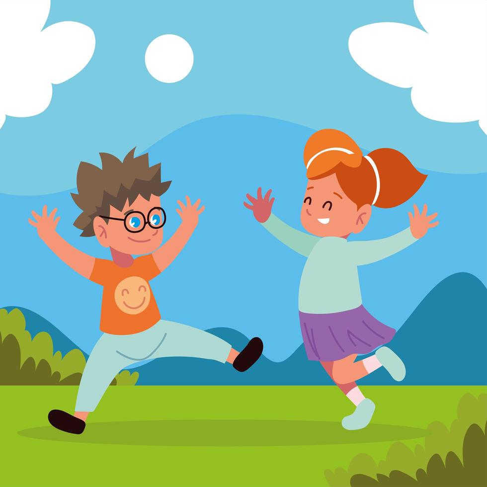 happy boy and girl vector
