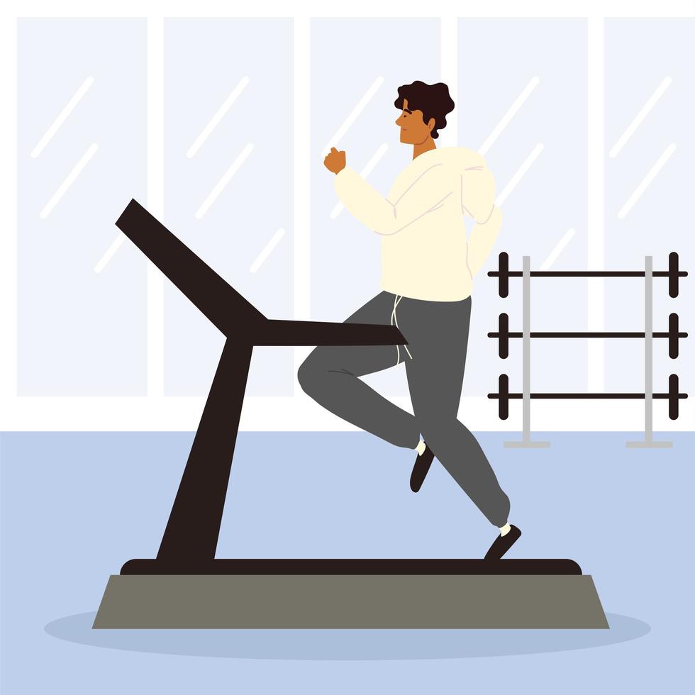 men training on treadmill vector