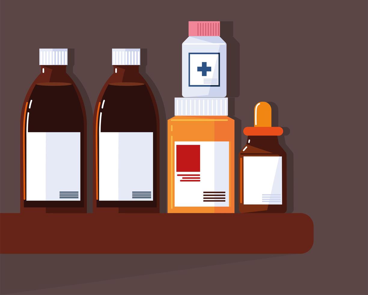 pharmacy medicine on shelf vector