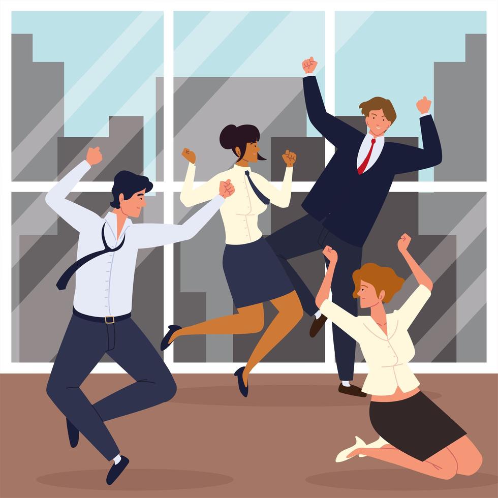 jumping business people vector