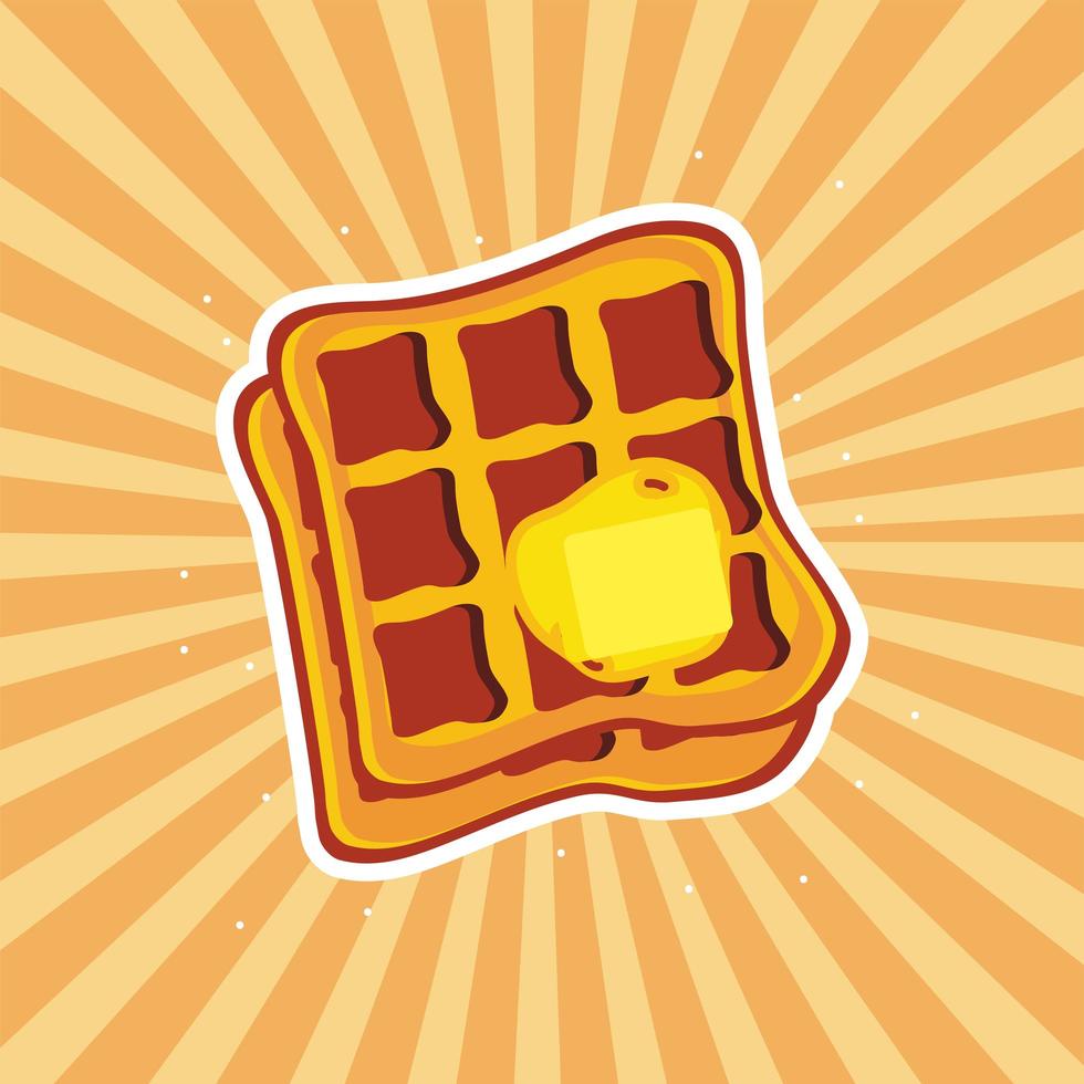 waffle with butter vector